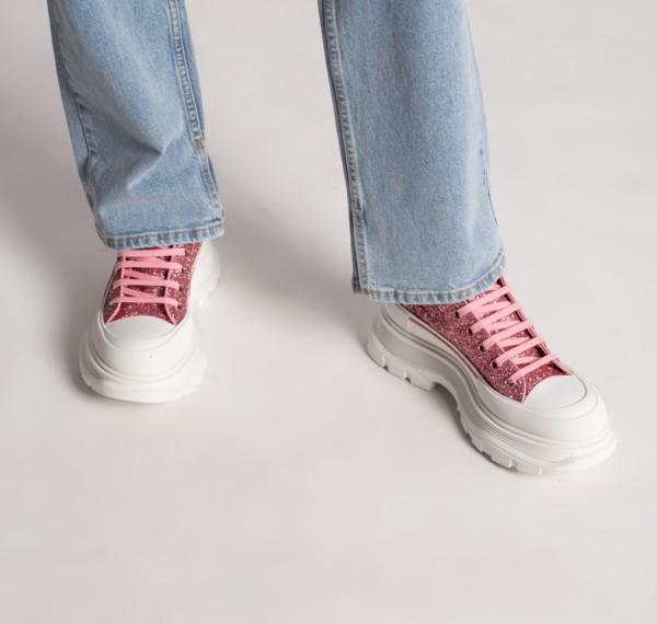 Giày Alexander McQueen Tread Slick Glittered Sneakers 'Pink' 666806-W4JF4-5489 - Ảnh 5