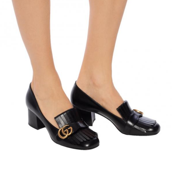 Giày Gucci Leather Mid Heel Pump Black Leather 408208-C9D00-1000 - Ảnh 3