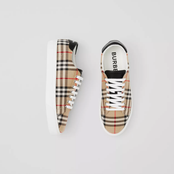 Giày Burberry Vintage Check Leather Sneakers Beige 80381851 - Ảnh 5