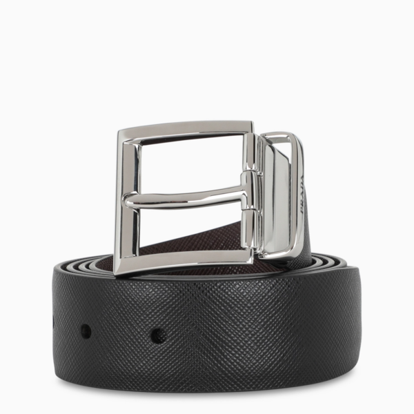 Thắt Lưng Prada Black Saffiano Leather Reversible Belt 2CC004053-F00XF - Ảnh 3
