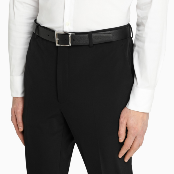 Thắt Lưng Prada Black Saffiano Leather Reversible Belt 2CC004053-F00XF - Ảnh 2