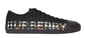 Giày Burberry Vintage Check Logo Print Gabardine Black Beige 80182751