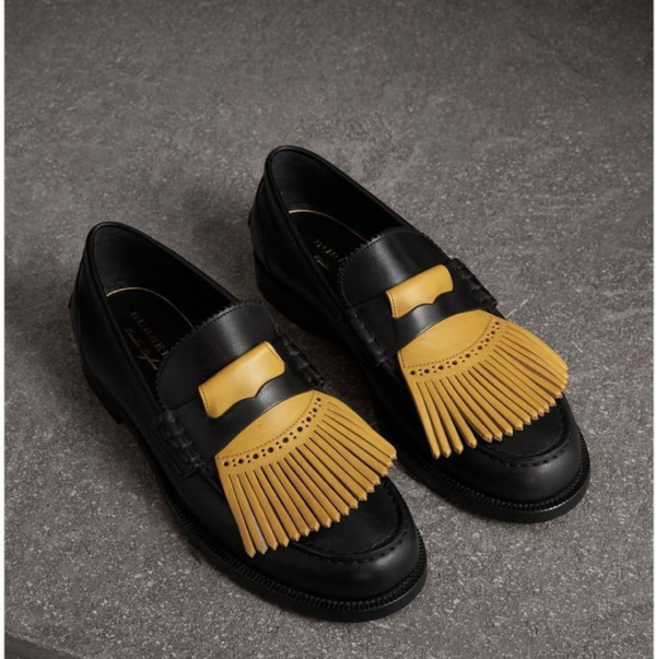 Giày BURBERRY Contrast Kiltie Fringe Leather Loafers 4069401 - Ảnh 3
