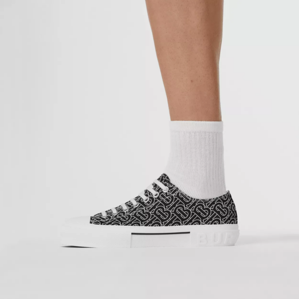 Giày Burberry Monogram Print Cotton 'Black White' 80498801 - Ảnh 5