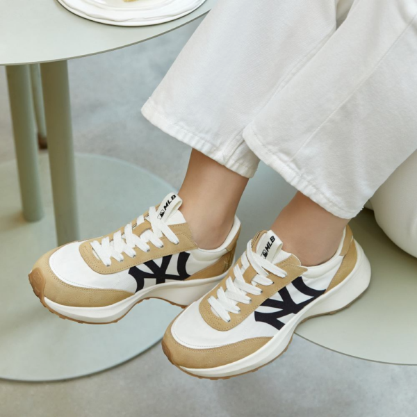 Giày MLB Chunky Jogger New York Yankees White Brown 3ASXX111N-50BGS - Ảnh 3