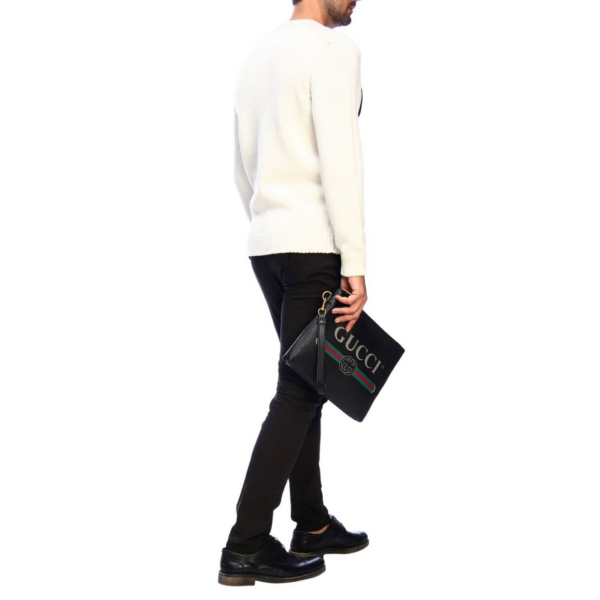 Túi Gucci Black Leather Print Clutch 572770 0Y2AT 8163 - Ảnh 6