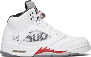 Giay Nike Supreme x Air Jordan 5 Retro 'White' 824371-101