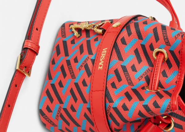 Túi Versace La Greca Signature Mini Bucket Blue Red 1001856-1A01444-5R08V - Ảnh 5