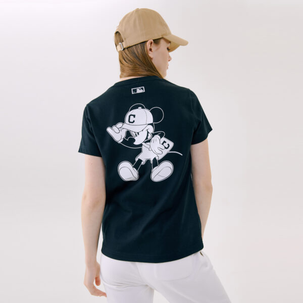 Áo MLB X Disney Short Sleeve T Shirt Cleveland Indians Black 31TSK1031-45L - Ảnh 3