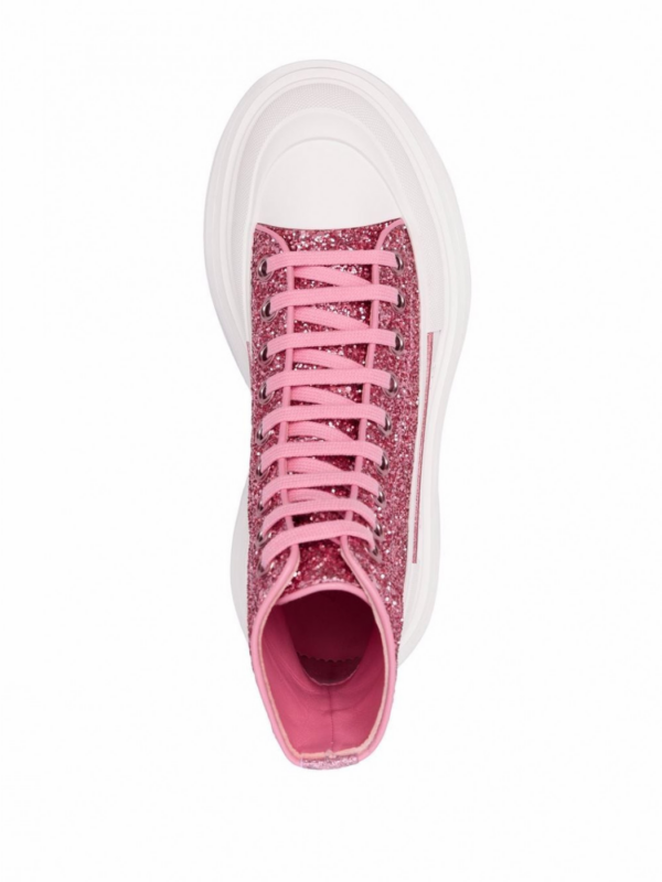 Giày Alexander McQueen Tread Slick Glittered Sneakers 'Pink' 666806-W4JF4-5489 - Ảnh 3