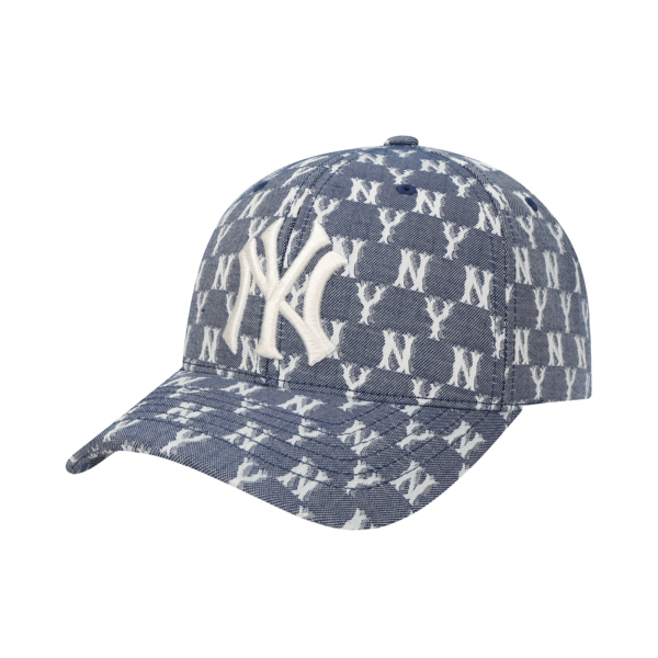 Mũ MLB Monogram Blue Jacard Curve Adjustable Cap NY 32CPFE011-50N - Ảnh 3
