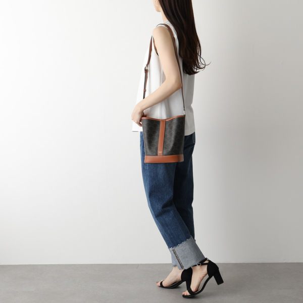 Túi Celine Small Bucket In Triomphe Canvas And Calfskin 191442CAS-04LU - Ảnh 2