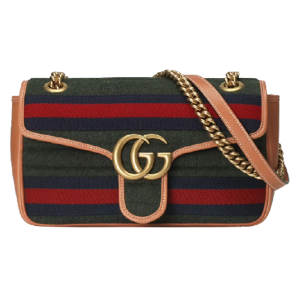 Túi Gucci GG Marmont Small Shoulder Dark Green Wool Fabric 443497-HS3NT-3383