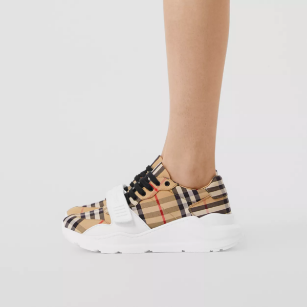 Giày Burberry Vintage Check Cotton Sneakers Beige p80202811 - Ảnh 3