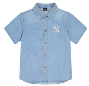 Áo MLB Basic Back Logo Short-Sleeve Denim Shirt New York Yankees 31WSN5131-50U