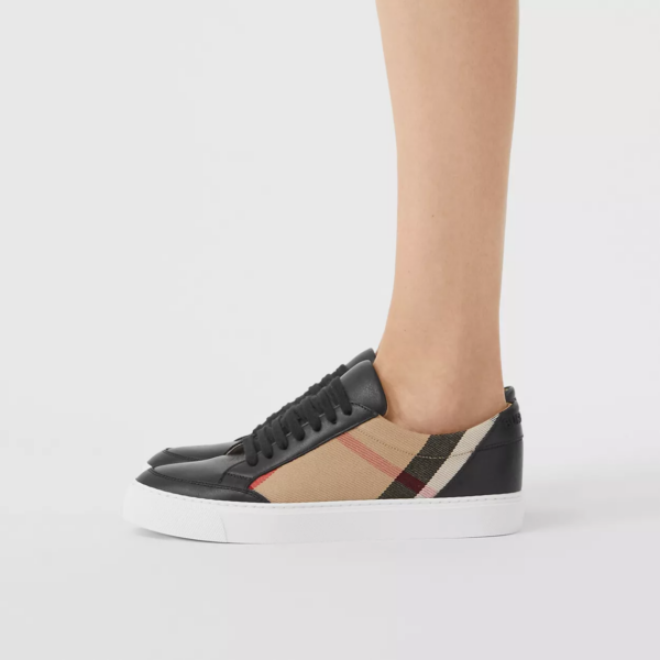 Giày Burberry House Check Cotton And Leather 'Black' 80243311 - Ảnh 3