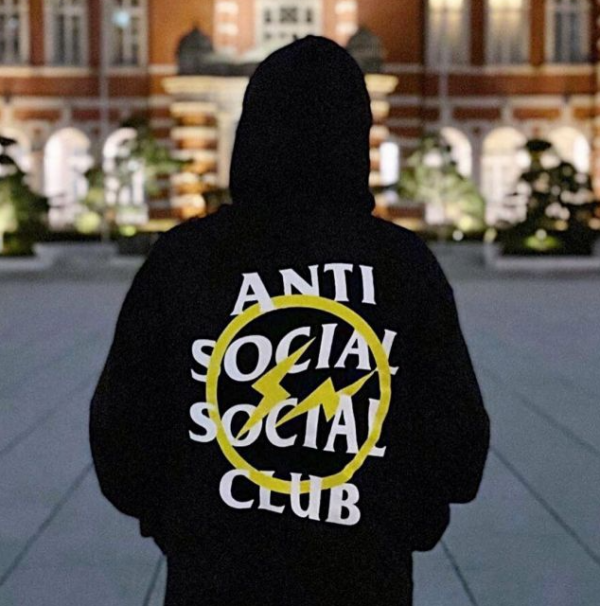 Áo Anti Social Social Club x Fragment Yellow Bolt Hoodie Black ASSC-XFYBHBK - Ảnh 3