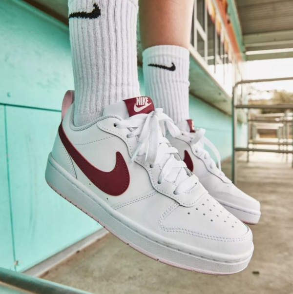 Giày Nike Court Borough Low 2 GS 'White Dark Beetroot' BQ5448-120 - Ảnh 2
