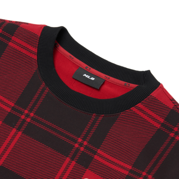 Áo MLB Check Front Overfit Sweatshirt Boston Red Sox 3AMTC2114-43RDD - Ảnh 2