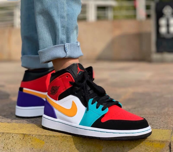 Giày Nike Air Jordan 1 Mid 'Bred Multicolor' 554724-125 - Ảnh 5