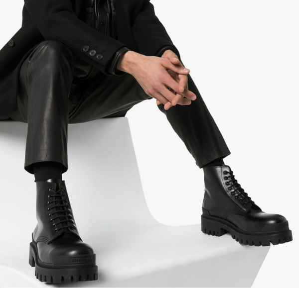 Giày Balenciaga Men's Genuine Leather Ankle Boots Strike 589338-WA960-1000 - Ảnh 5