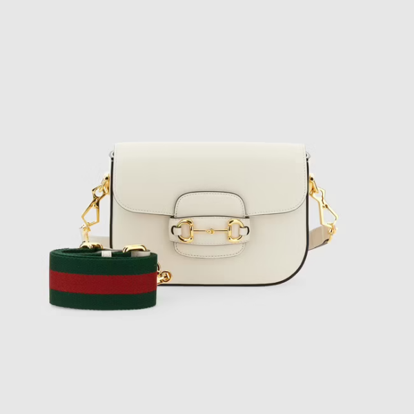 Túi Gucci Horsebit 1955 Mini White Leather 658574-18YSG-9068 - Ảnh 6