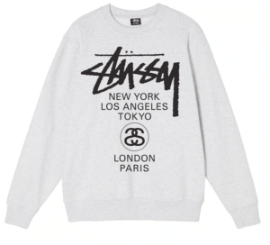 Áo Stussy World Tour Crew Sweater Grey