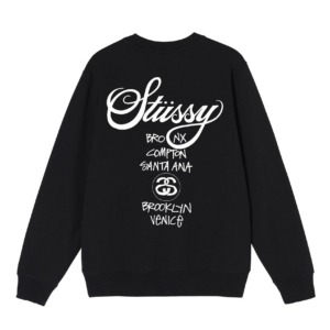 Alternative view of Áo Stussy World Tour Crew Sweater Black