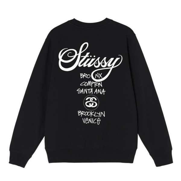 Áo Stussy World Tour Crew Sweater Black - Ảnh 2