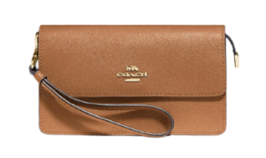 Ví Coach Foldover Wristlet Light Saddle Gold 73793-LS