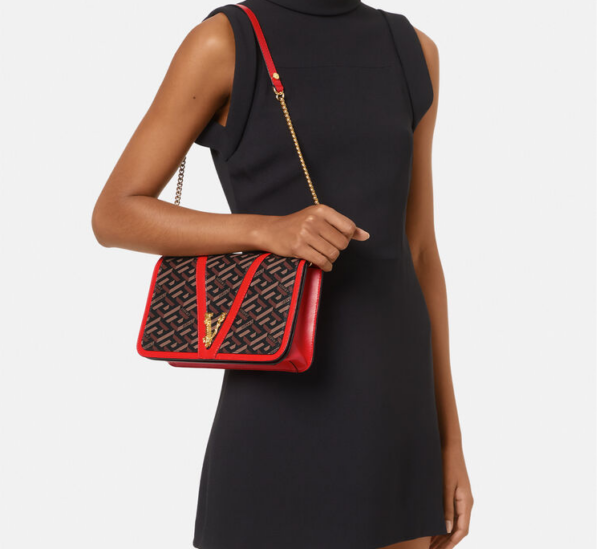 Túi Versace Virtus La Greca Signature Shoulder Red Brown 1003371-1A01444-5B35V - Ảnh 2