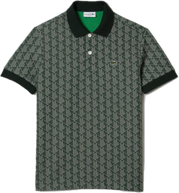 Ao Lacoste Classic Fit Print Contrast Collar 'Green' DH0073-7M4