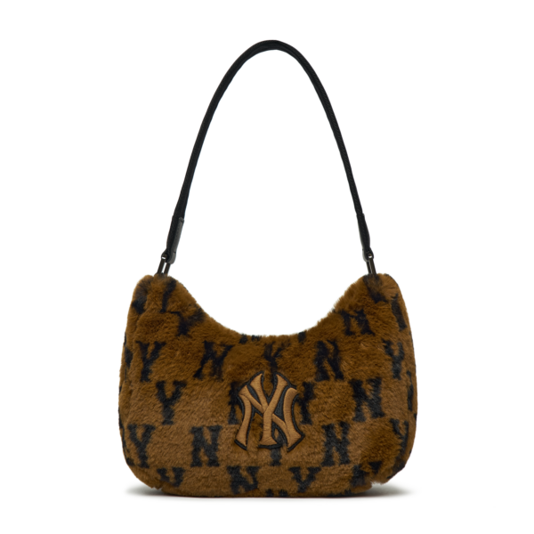 Túi MLB Monogram Fur Hobo Bag NY Yankees 3ABQS0316-50BRS