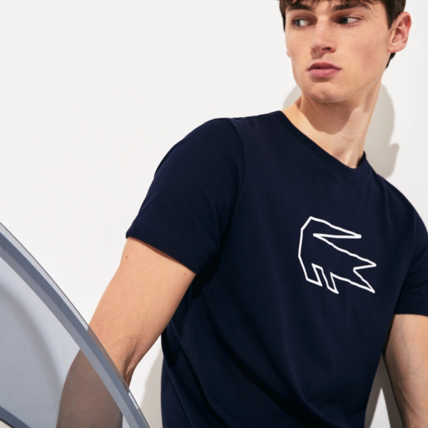 Ao Lacoste Novak Djokovic Croc Print Navy Blue TH4845-525