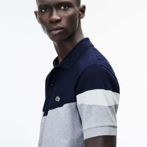 Ao Lacoste Erkek Lacivert Gri Beyaz Renk Bloklu Regular Fit Polo PH9365-BZE