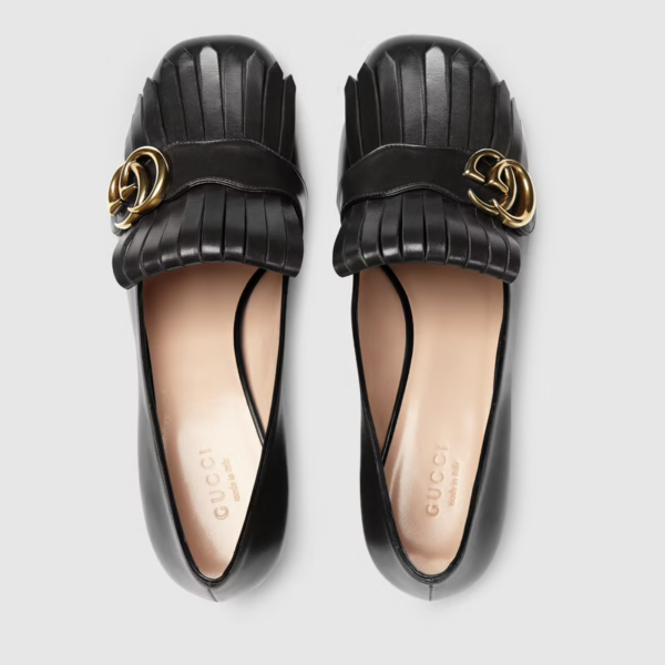 Giày Gucci Leather Mid Heel Pump Black Leather 408208-C9D00-1000 - Ảnh 4