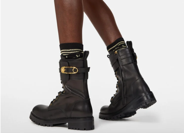 Giày Versace Safety Pin Leather Boots Black DST419E-DVTA3-D41OH - Ảnh 3