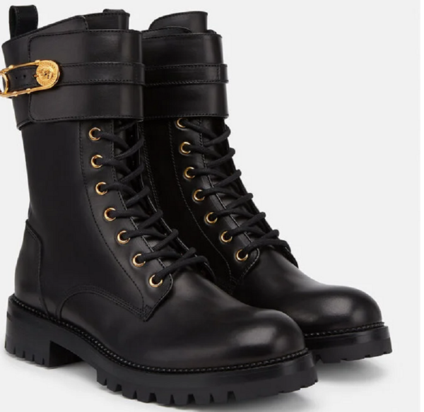 Giày Versace Safety Pin Leather Boots Black DST419E-DVTA3-D41OH - Ảnh 2