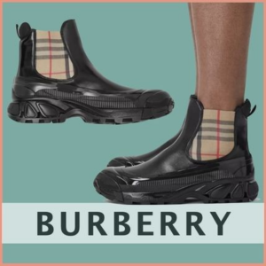 Alternative view of Giày Burberry Vintage Check Detail Coated Canvas Chelsea Boots Black 80217991