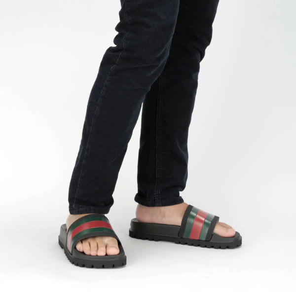 Dép Gucci Web Rubber Slide 429469 GIB10 1098 - Ảnh 2