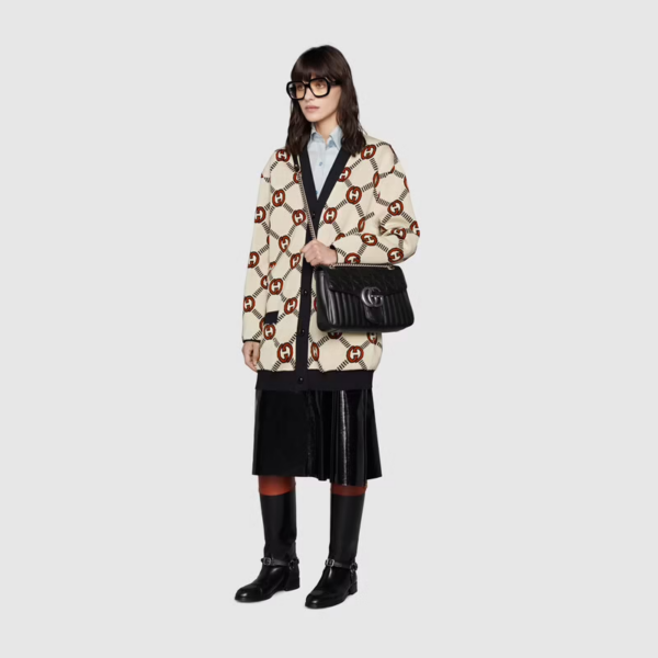 Túi Gucci GG Marmont Medium Shoulder Black Leather ‎443496-UM8AN-1000 - Ảnh 2