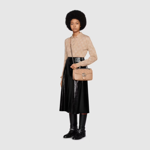 Túi Gucci GG Marmont Small Shoulder Rose Beige Leather 443497-UM8AN-2754 - Ảnh 3