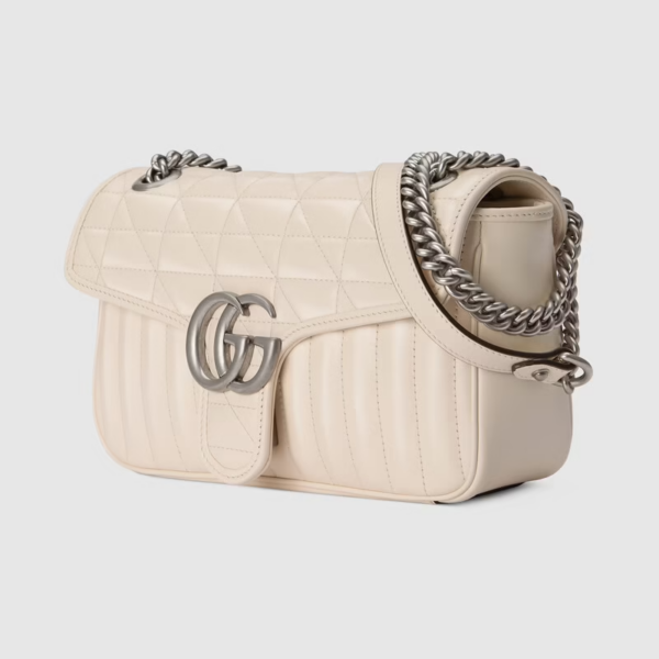 Túi Gucci GG Marmont Small Shoulder White Leather 443497-UM8AN-9022 - Ảnh 5