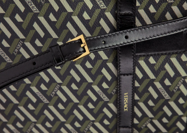 Túi Versace La Greca Signature Tote Black Khaki 1001855-1A01444-5B15V - Ảnh 3