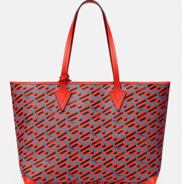Túi Versace La Greca Signature Tote Blue Red 1002218-1A01444-5R08V - Ảnh 3