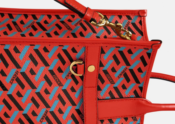 Túi Versace La Greca Signature Tote Blue Red 1001855-1A01444-5R08V - Ảnh 2