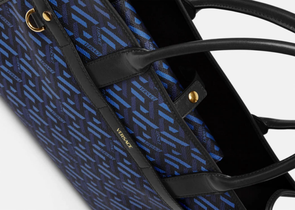 Túi Versace La Greca Signature Tote Black Blue 1001855-1A01444-5U18V - Ảnh 4