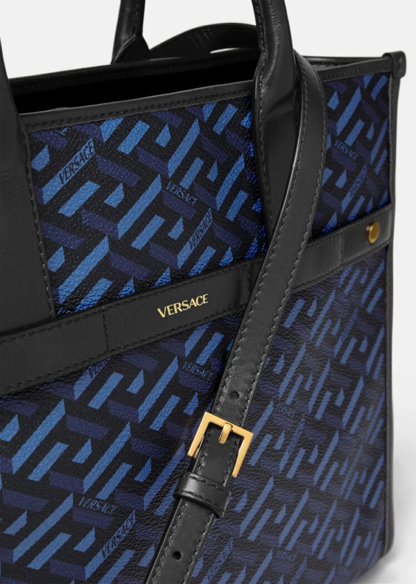 Túi Versace La Greca Signature Tote Black Blue 1001855-1A01444-5U18V - Ảnh 3