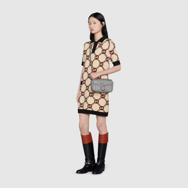 Túi Gucci GG Marmont Mini Shoulder Dark Grey Leather ‎446744-UM8AN-1711 - Ảnh 2