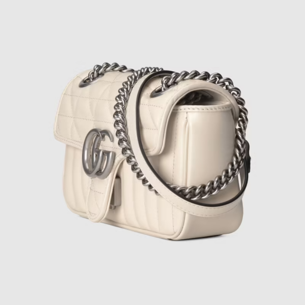 Túi Gucci GG Marmont Mini Shoulder White Leather ‎446744-UM8AN-9022 - Ảnh 5